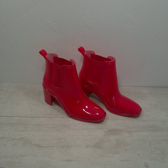 Sexy Jeffrey Campbell Hurricane Cherry Red Waterproof Rain Boots Size 9 - Picture 10 of 14